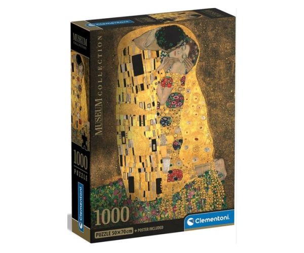 Klimt: Muzejska zbirka poljubaca s posterom puzzle od 1000 dijelova - Clementoni
