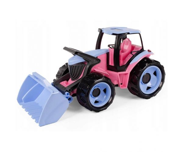 Lena: Óriás traktor homlokrakodóval rózsaszín színben 62 cm