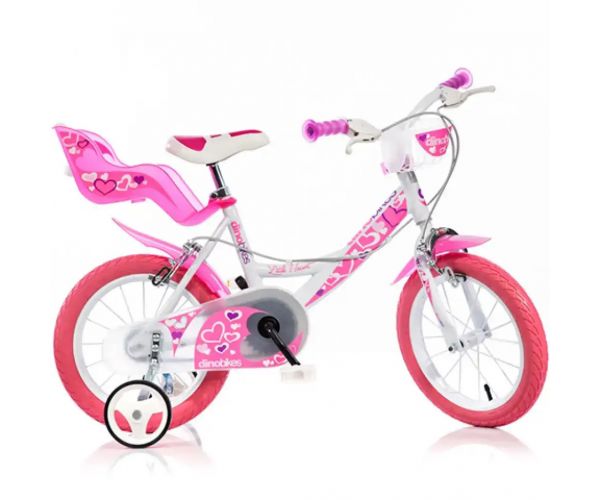 Little Heart rózsaszín-fehér gyerek bicikli 16-os méretben - Dino Bikes kerékpár