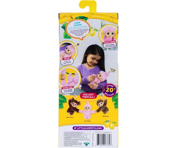 Little Live Pets: Mini Maki Luna Lemon interaktivna ružičasta majmunica
