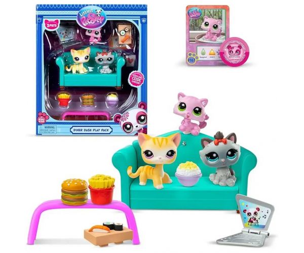 Littlest Pet Shop: Diner Dash 3db-os játékszett cica figurákkal