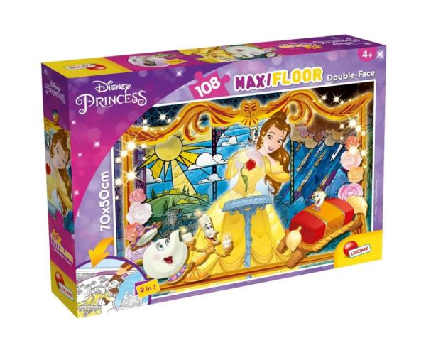 A szépség és a szörnyeteg Belle 2 az 1-ben 108db-os puzzle és színező 70x50cm - Lisciani