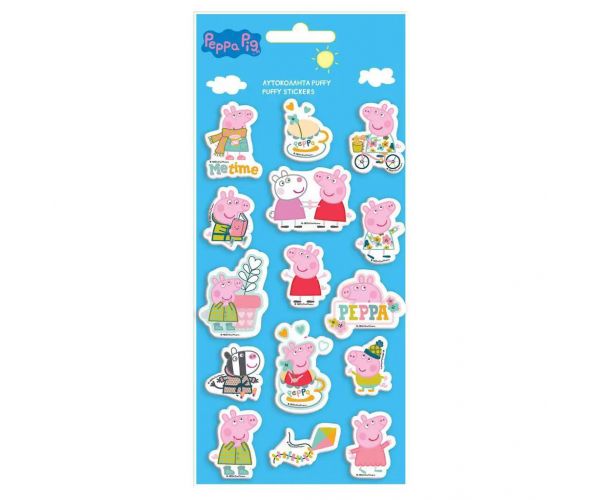 Luna: 3D pufnasti set naljepnica Peppa Pig na arku veličine 10x22 cm