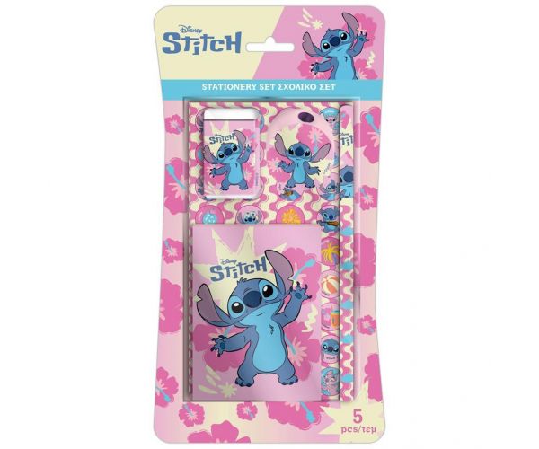 Luna: Disney Stitch 5db-os rózsaszín írószer szett