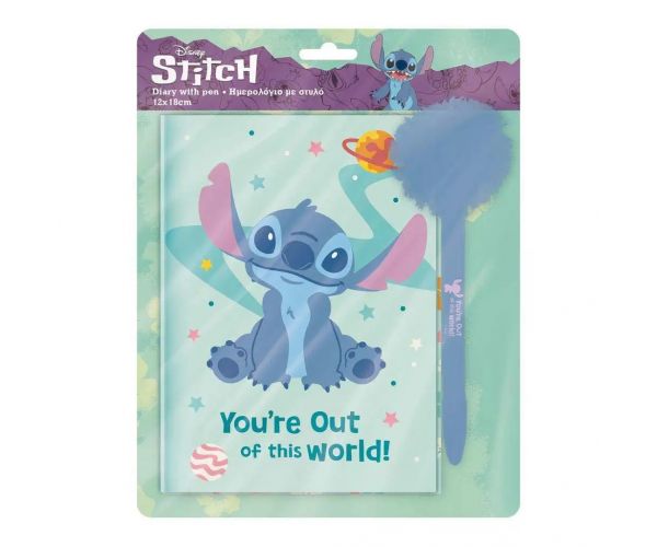 Luna: Disney Stitch Titkos napló lakattal és pom-pomos tollal 12x18cm 60 lapos