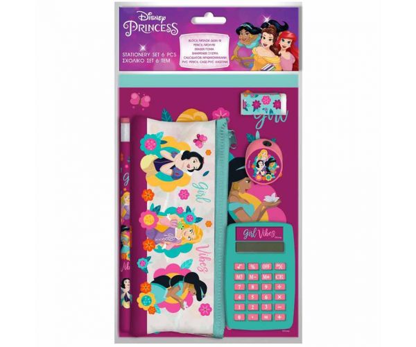 Luna: Disney princeze set za pisanje s kalkulatorom, pakiranje od 6 komada