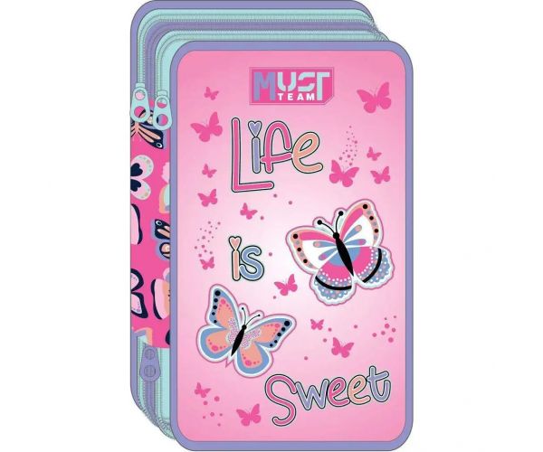Luna: Life is Sweet pillangós 3 szintes töltött tolltartó