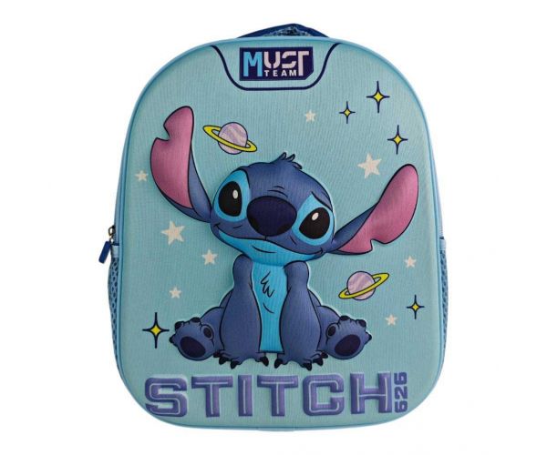 Luna: Must Team 3D Stitch az űrben mintás lekerekített ovis hátizsák 26x10x32 cm