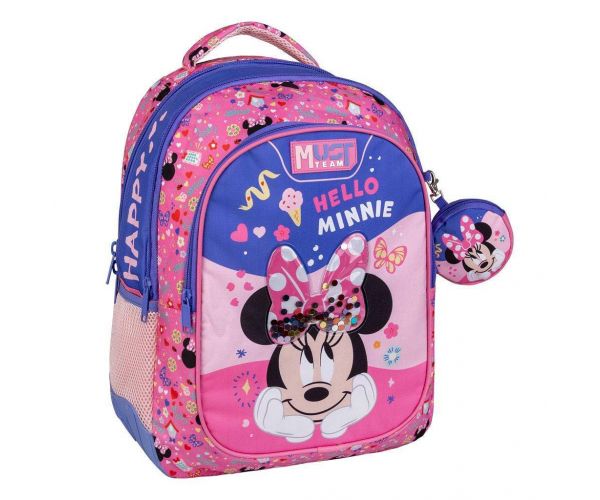 Luna: Must Team Hello Minnie s okruglim rubovima, ruksak s 3 pretinca, 32x18x43 cm