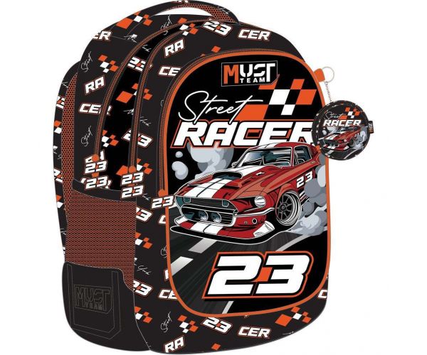 Luna: Must Team Street Racer zaobljena školska torba s 3 pretinca, ruksak 32x18x43cm