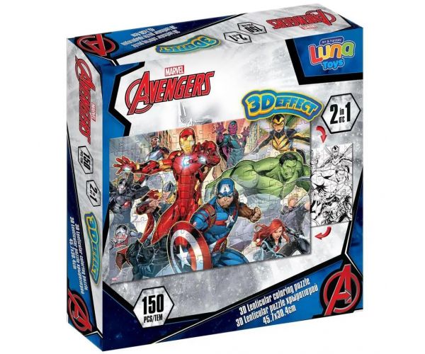 Luna: Bosszúállók 2 az 1-ben 150db-os 3D színezhető puzzle