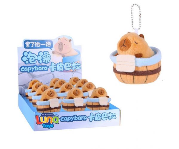 Luna: Capybara hordóban plüss kulcstartó figura 1db