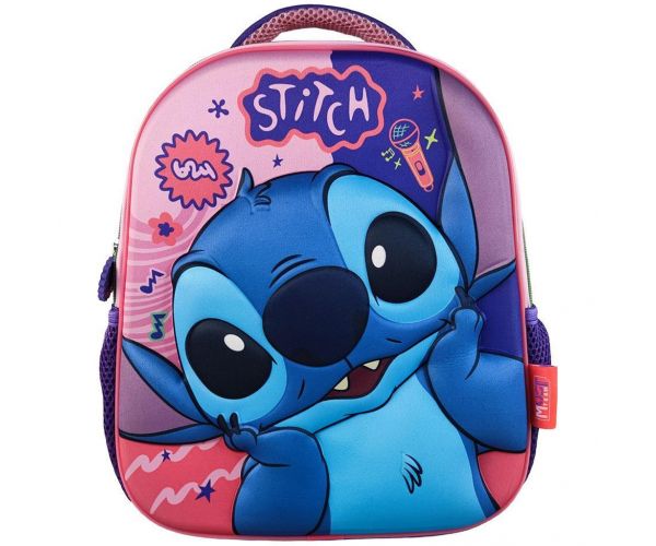 Luna: Must Team 3D Stitch mintás lekerekített ovis hátizsák 26x10x32 cm