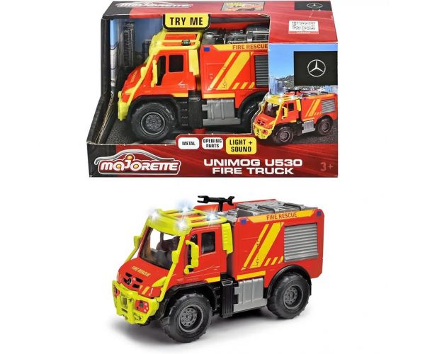 Majorette: Unimog U530 fém tűzoltó autó fénnyel és hanggal - Simba Toys