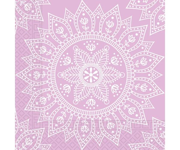 Mandala lila-fehér papírszalvéta szett – 2 rétegű, 33x33 cm, 20db