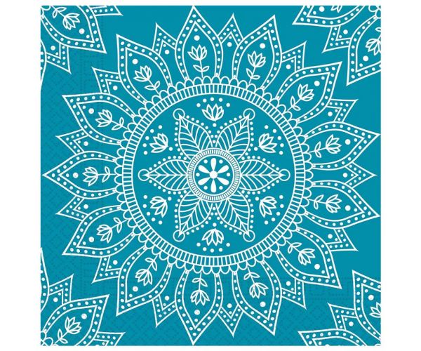 Mandala kék-fehér 2 rétegű papírszalvéta 20db-os csomag