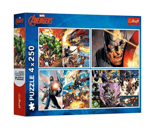 Marvel: Bosszúállók 4x250db-os puzzle - Trefl