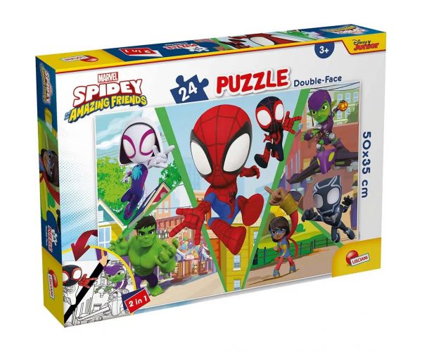 Marvel Spidey harcol 2 az 1-ben 24db-os puzzle és színező 50x35cm - Lisciani