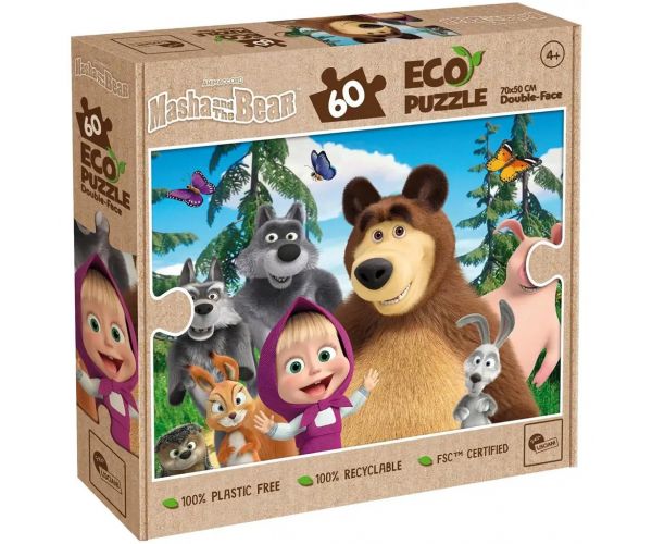 Mása és a medve 2 az 1-ben 60db-os Eco puzzle és színező 70x50cm - Lisciani