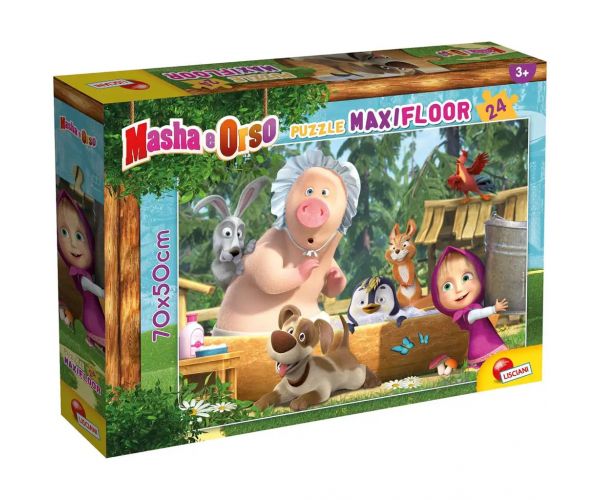 Mása és a medve fürdőzés 24db-os maxi padló puzzle 70x50cm - Lisciani
