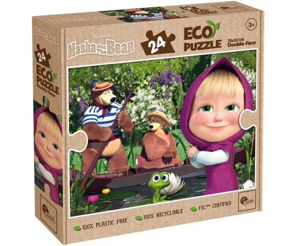 Mása és a medve a tavon 2 az 1-ben 24db-os Eco maxi puzzle és színező 70x50cm - Lisciani