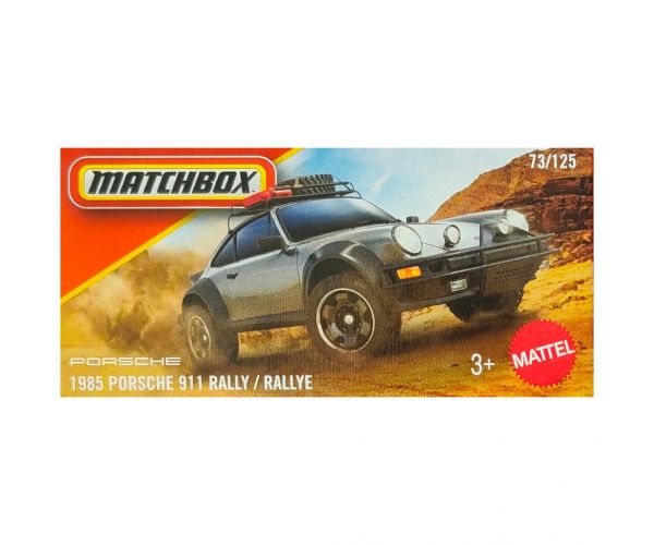 Matchbox: 1985 Porsche 911 Rally szürke papírdobozos kisautó 1/64 – Mattel