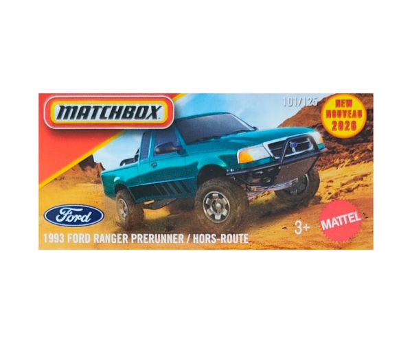 Matchbox: Papírdobozos 1993 Ford Ranger Prerunner kisautó 1/64 - Mattel