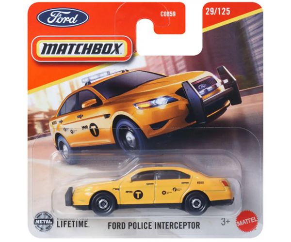 Matchbox: Ford Police Interceptor sárga kisautó 1/64 - Mattel