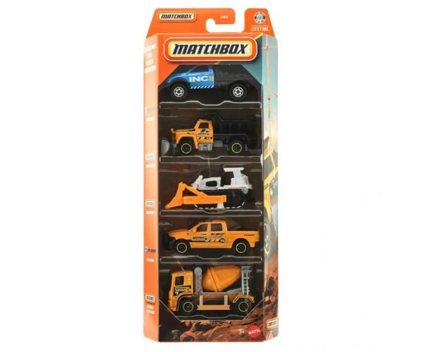 Matchbox: Construction Crew 5db-os kisautó szett 1/64 - Mattel