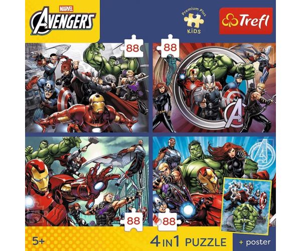 Marvel Osvetnici - 4 x 88 kom Premium Plus Kids puzzle - Trefl