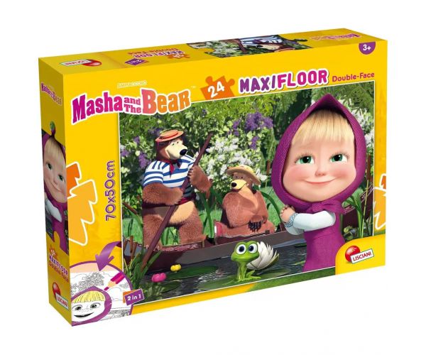 Mása és a medve 2 az 1-ben 24db-os maxi padló puzzle és színező 70x50cm - Lisciani