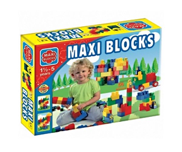 Maxi Blocks velike kocke za gradnju u kutiji, 56 kom. - D-Toys