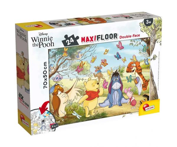Micimackó 2 az 1-ben maxi 24db-os puzzle és színező 70x50cm - Lisciani
