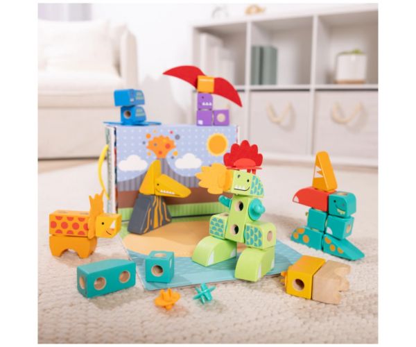 Melissa & Doug Blockables set za slaganje s dinosaurima, 69 kom.