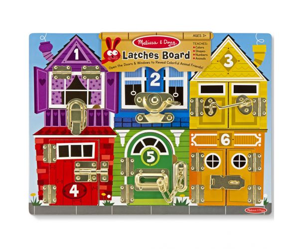 Melissa&Doug: Zárak és reteszek készségfejlesztő fa matató tábla - Spin Master