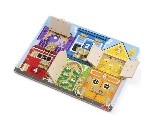 Melissa & Doug: Drvena ploča za razvijanje vještina s bravama i zasunima - Spin Master