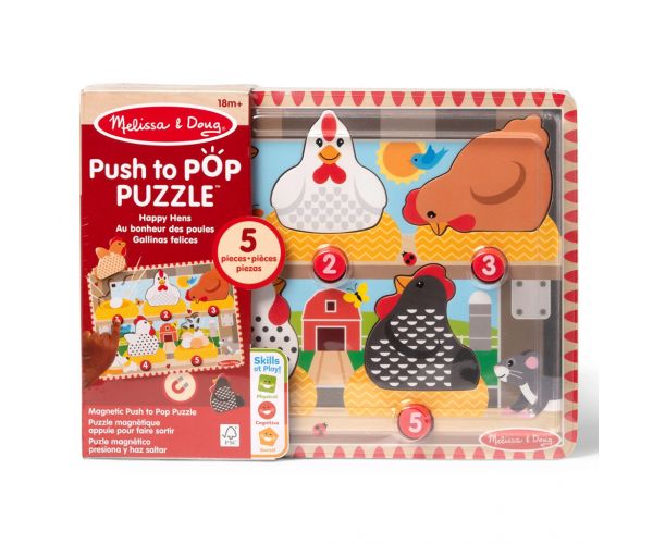 Melissa&Doug Push to Pop Puzzle – Boldog tyúkok fa fejlesztő puzzle - Spin Master