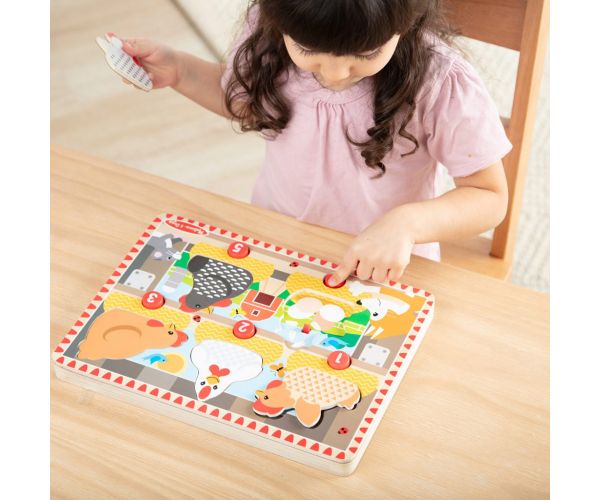 Melissa & Doug Push to Pop Puzzle – Sretne koke drvena razvojna slagalica - Spin Master