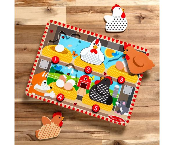 Melissa & Doug Push to Pop Puzzle – Sretne koke drvena razvojna slagalica - Spin Master