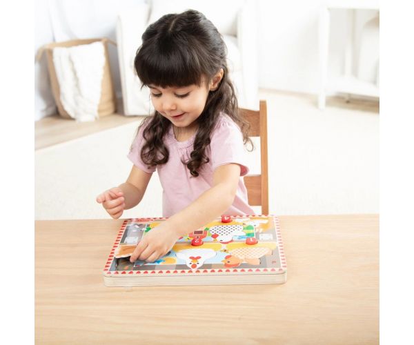 Melissa & Doug Push to Pop Puzzle – Sretne koke drvena razvojna slagalica - Spin Master