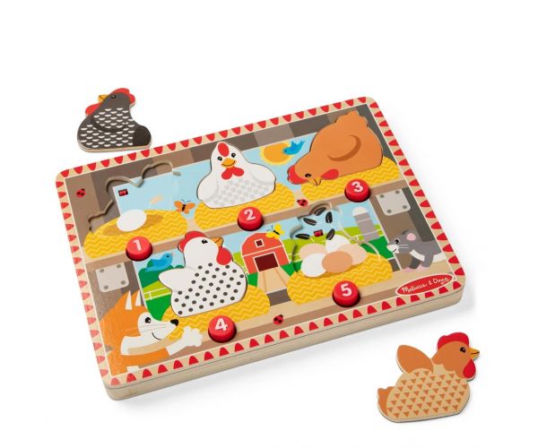 Melissa & Doug Push to Pop Puzzle – Sretne koke drvena razvojna slagalica - Spin Master