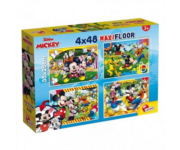 Mickey egér 2 az 1-ben maxi 4x48db-os puzzle és színező 35x25cm - Lisciani