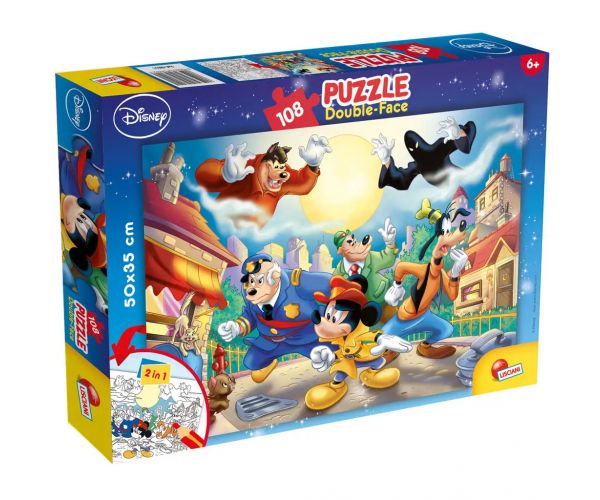 Mickey egér - A detektív 2 az 1-ben 108db-os puzzle és színező 50x35cm - Lisciani