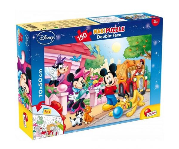 Mickey egér és barátai 2 az 1-ben 150db-os puzzle és színező 70x50cm - Lisciani