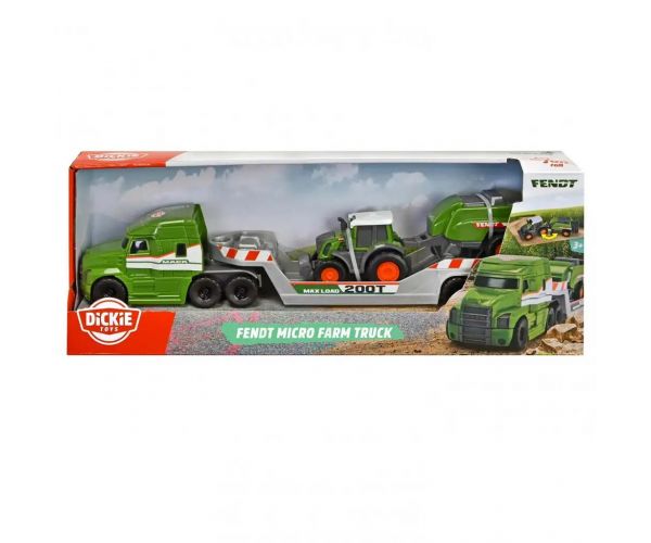 Micro szállító kamion Fendt traktorral és bálázóval - Dickie Toys