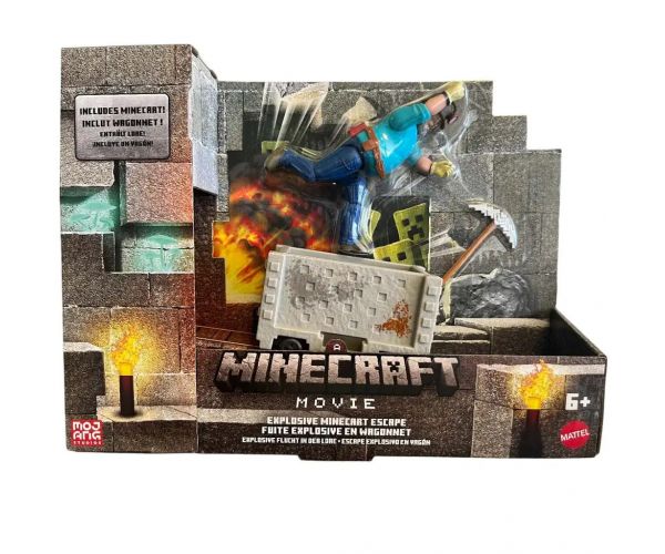 Minecraft A Film - Steve és a bányakocsi játékszett - Mattel