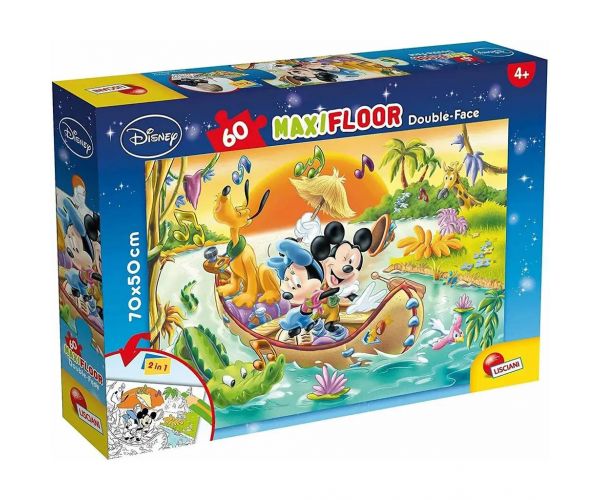 Mickey egér 2 az 1-ben 60db-os maxi puzzle és színező 70x50cm - Lisciani