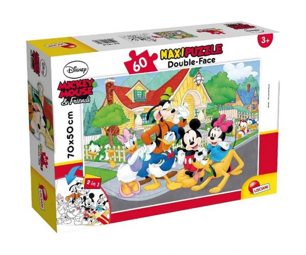 Mickey egér és barátai 2 az 1-ben 60db-os maxi puzzle és színező 70x50cm - Lisciani