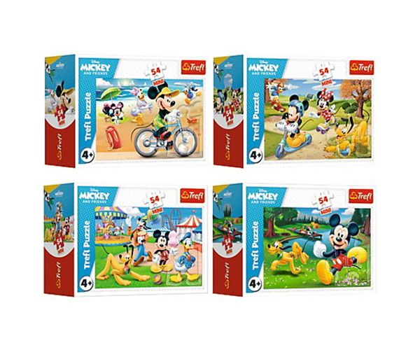 Mickey Mouse jedan dana sa prijateljima 54 komada mini puzzle 4 verzije - Trefl