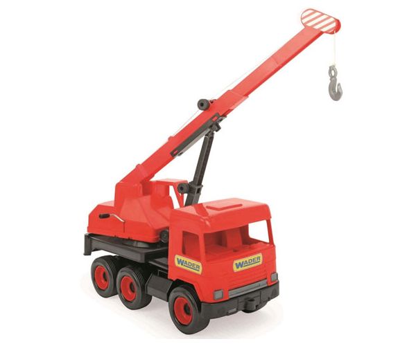 Middle Truck: Crveni kamion s kranom - 43cm - Wader